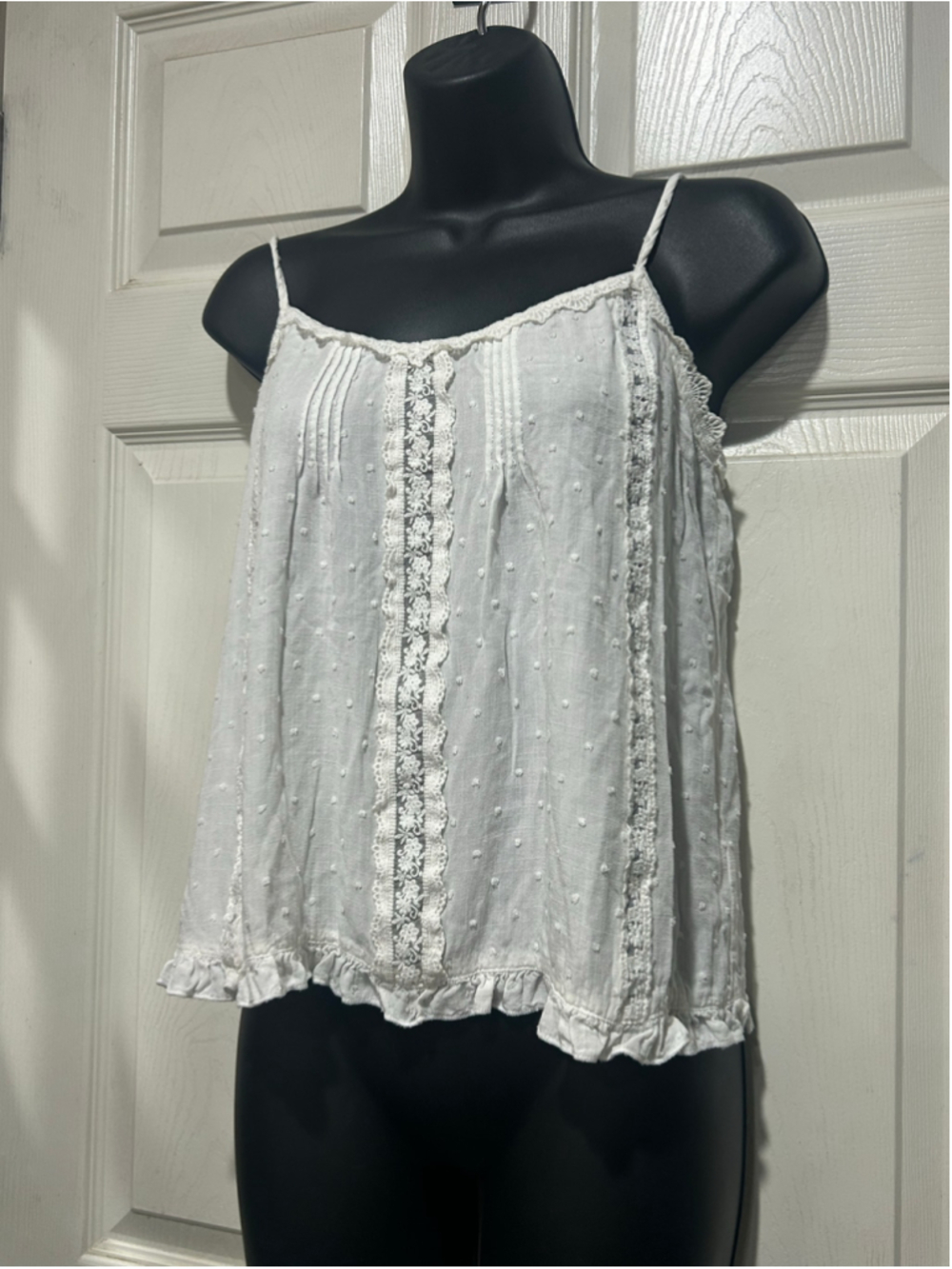 Women's Olivia Grey White Lace Trim Camisole Size S